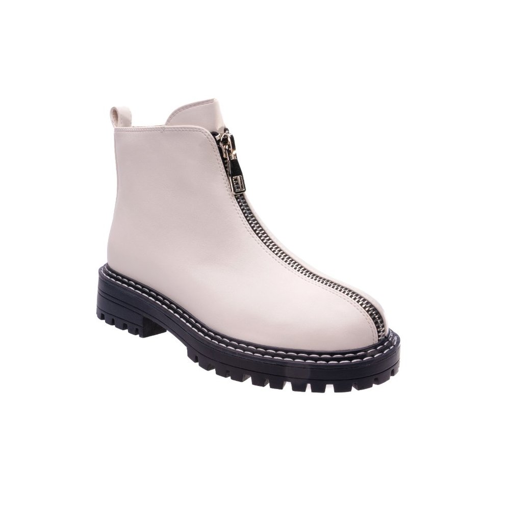 Stylish Contemporary Womens Warm White Ankle Chunky Boots
